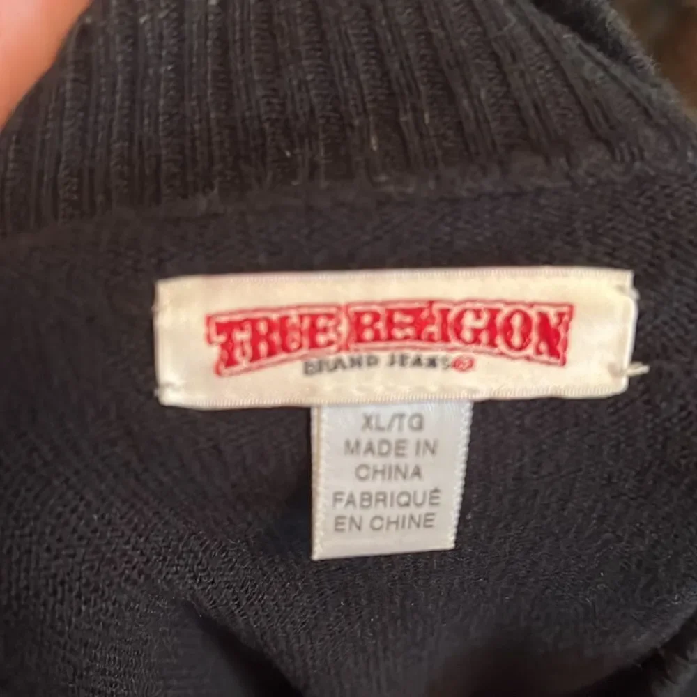 True Religion Black Zip Up Closure Sweater Casual Contemporary Active